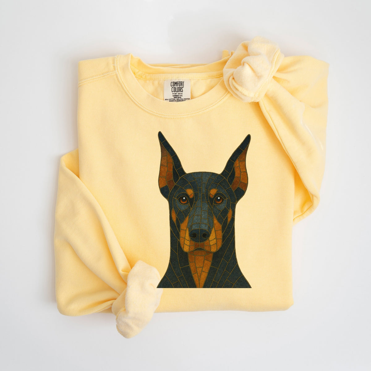 Doberman Mosaic - Comfort Colors crewneck in Butter