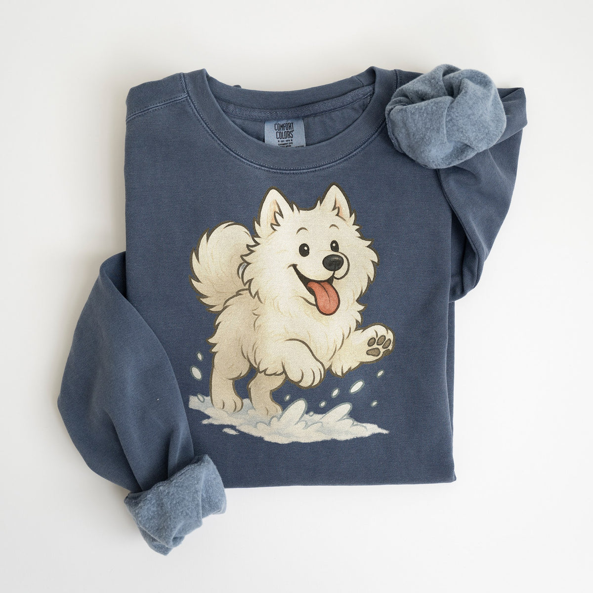Snow Day - Samoyed - Comfort Colors crewneck in Denim