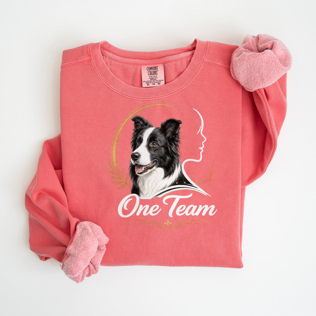 One Team - Border Collie - Comfort Colors crewneck in Watermelon