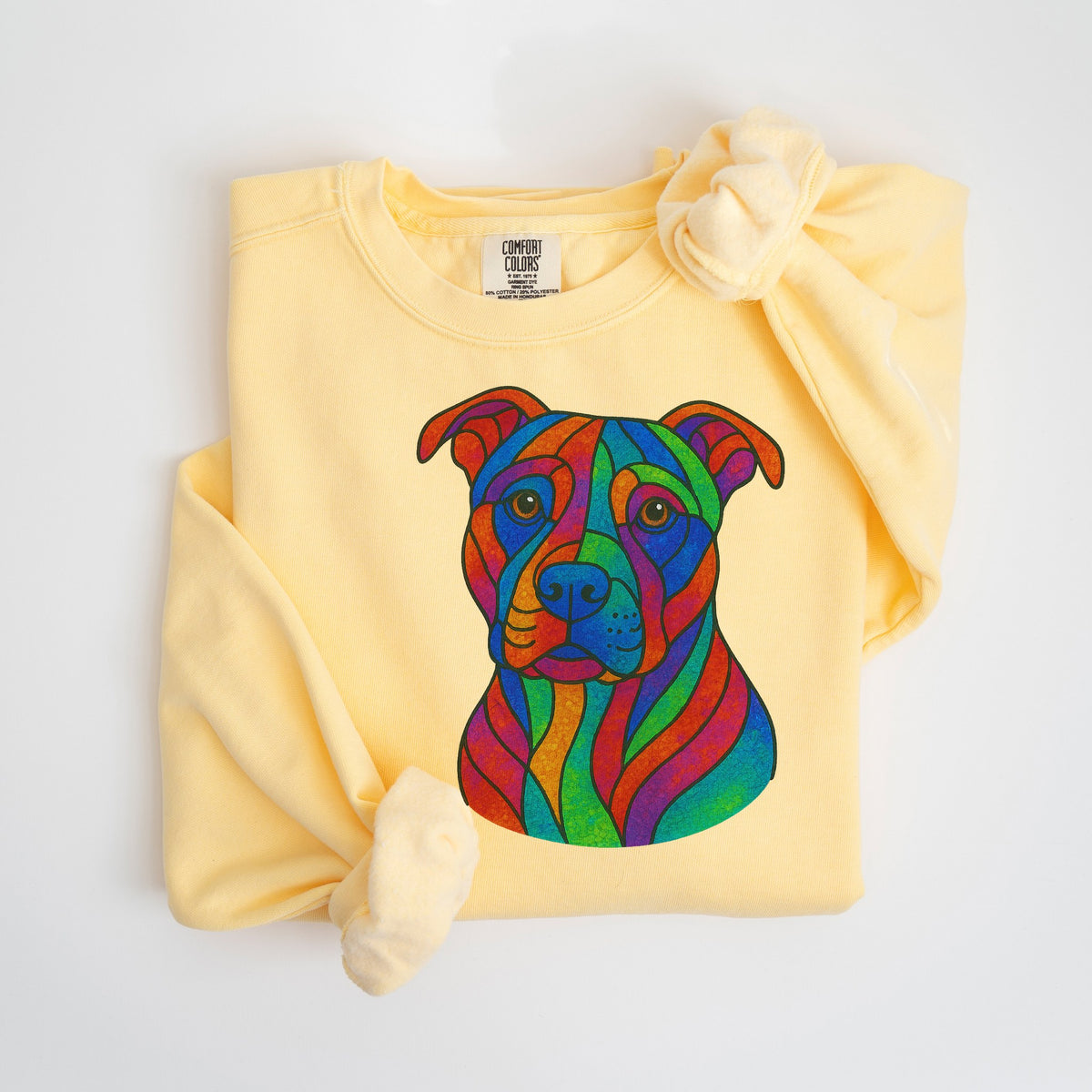 Stained Glass Pit Bull - Comfort Colors crewneck in Butter