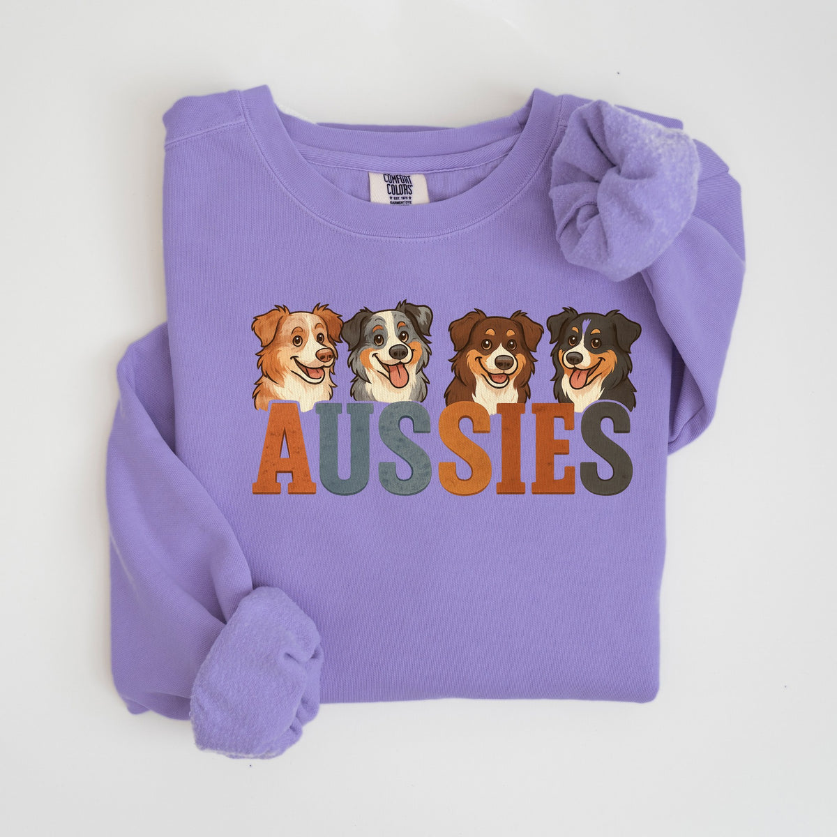 Australian Shepherd Lineup - Comfort Colors crewneck in Violet
