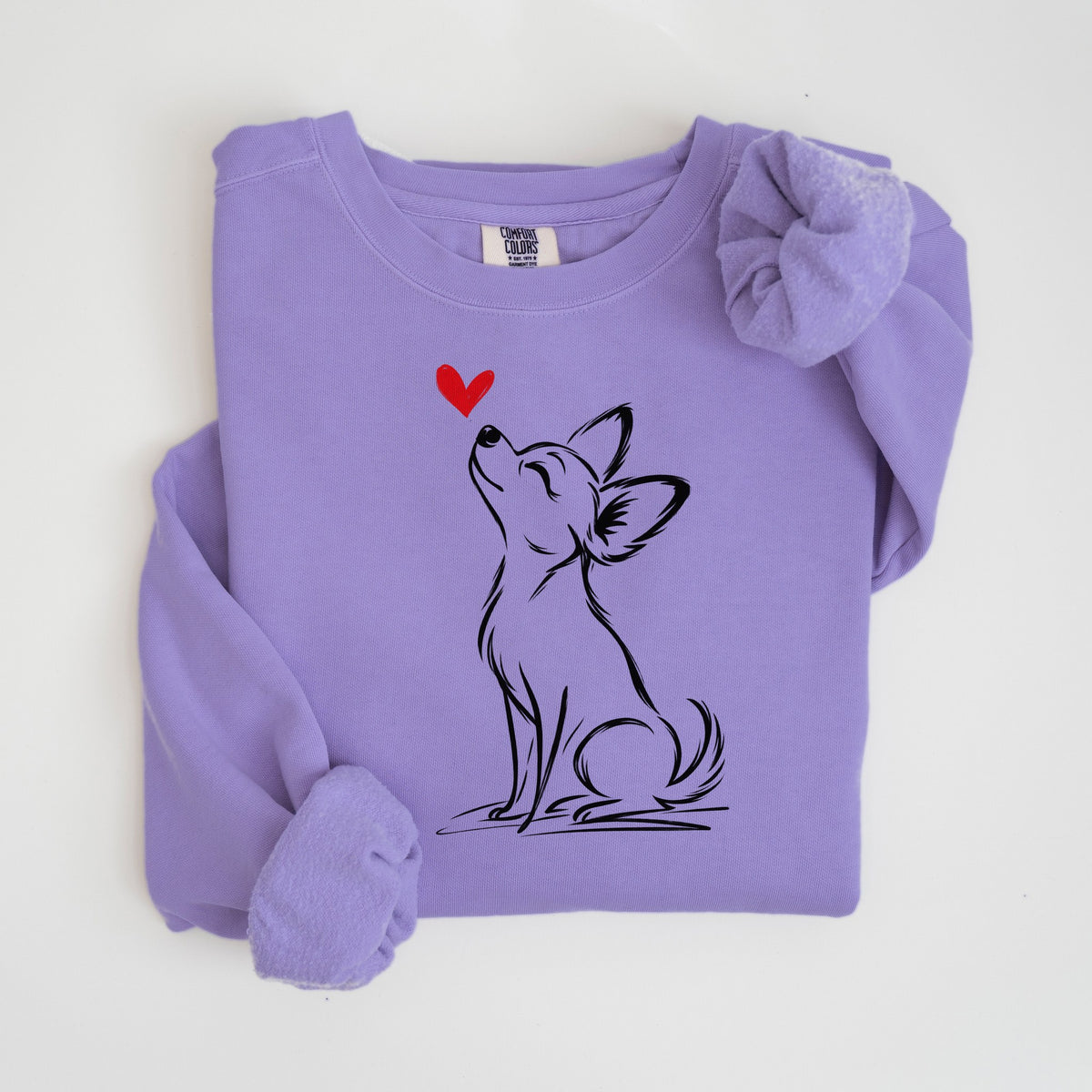 Chihuahua Heart - Comfort Colors crewneck in Violet
