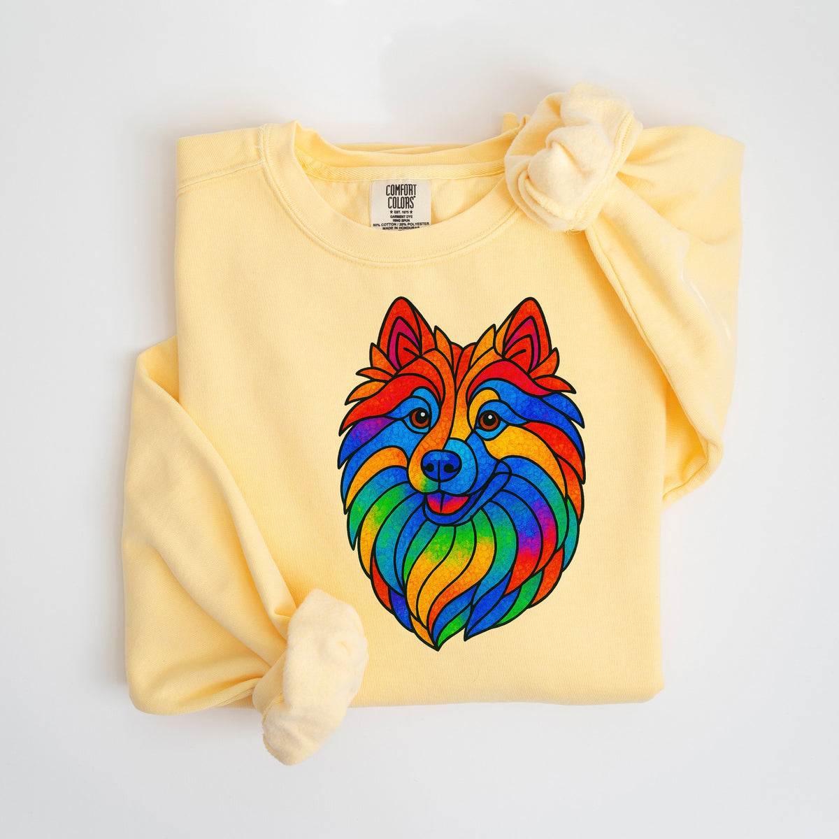 Stained Glass Samoyed - Comfort Colors crewneck in Butter