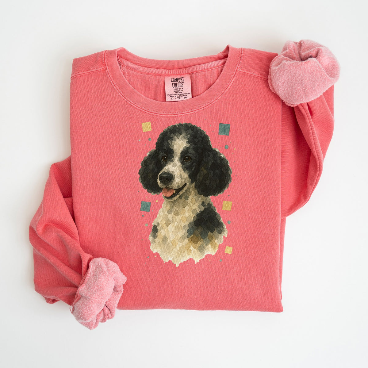 Parti Poodle Watercolor - Comfort Colors crewneck in Watermelon
