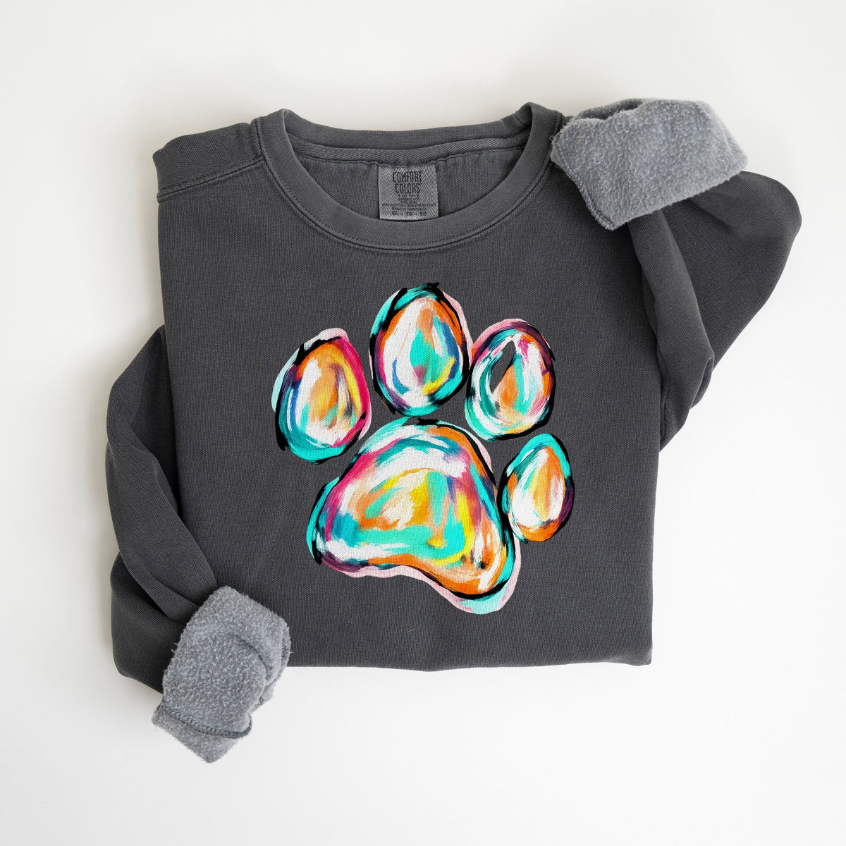 Pastel Paw Print - Comfort Colors crewneck in Pepper