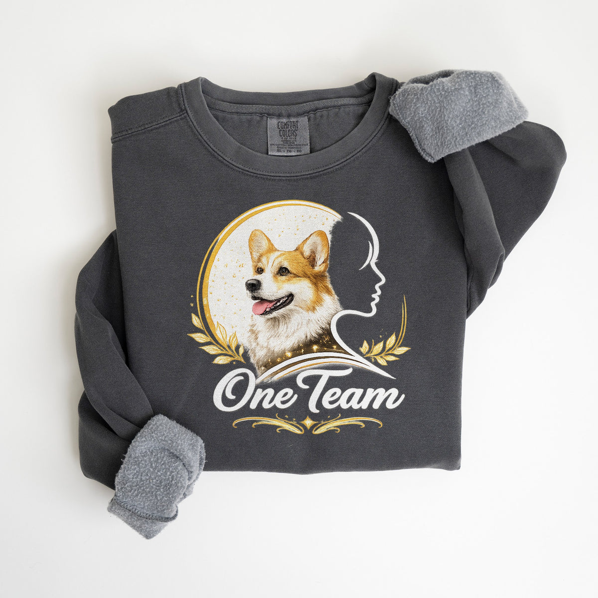 One Team - Corgi - Comfort Colors crewneck in Pepper