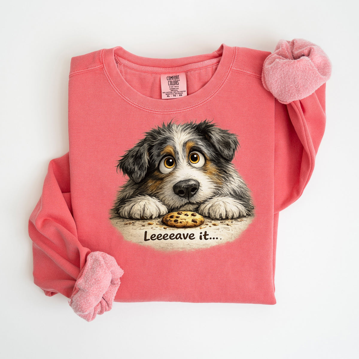 Leave It... - Blue Merle Aussie - Comfort Colors crewneck in Watermelon