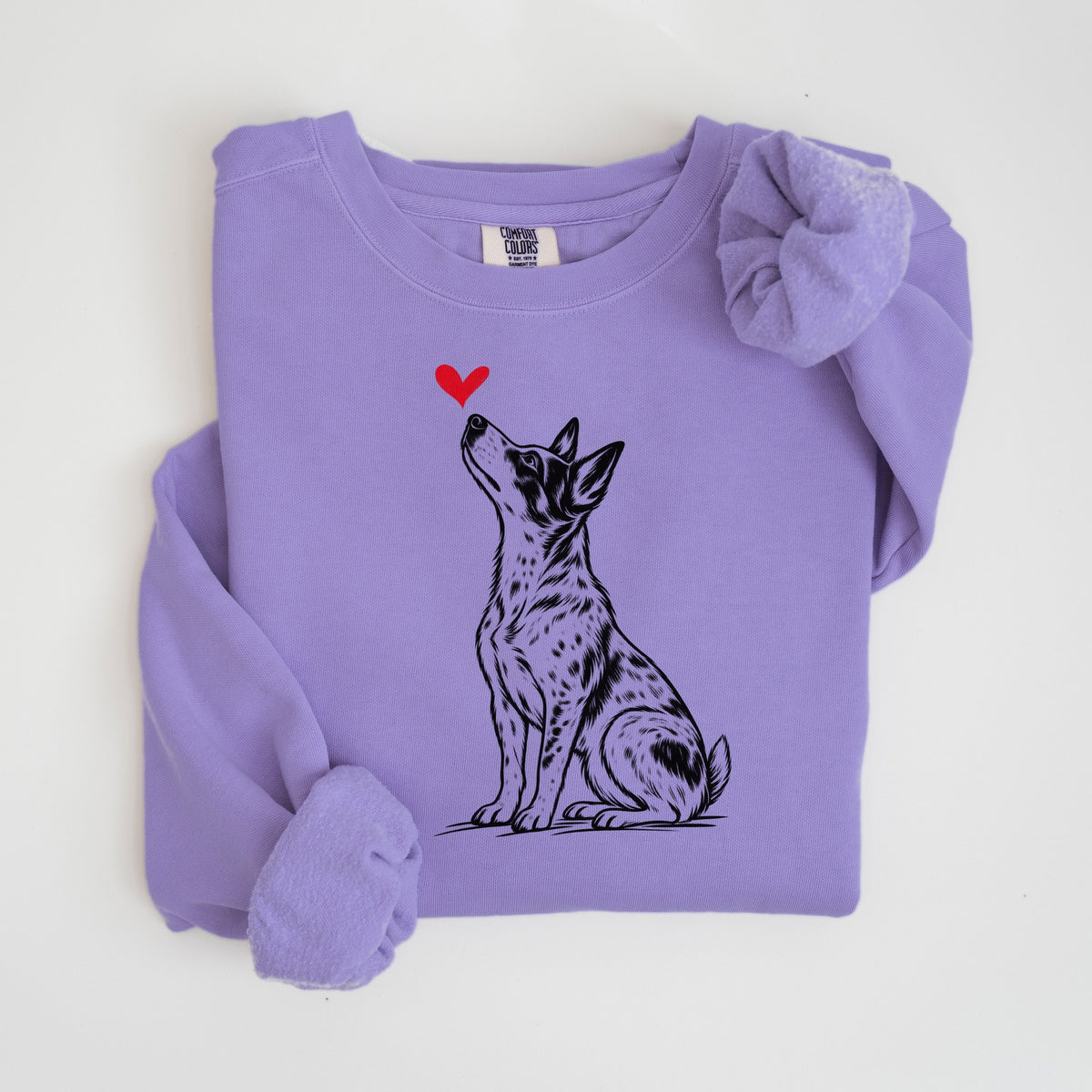 Australian Cattle Dog Heart - Comfort Colors crewneck in Violet