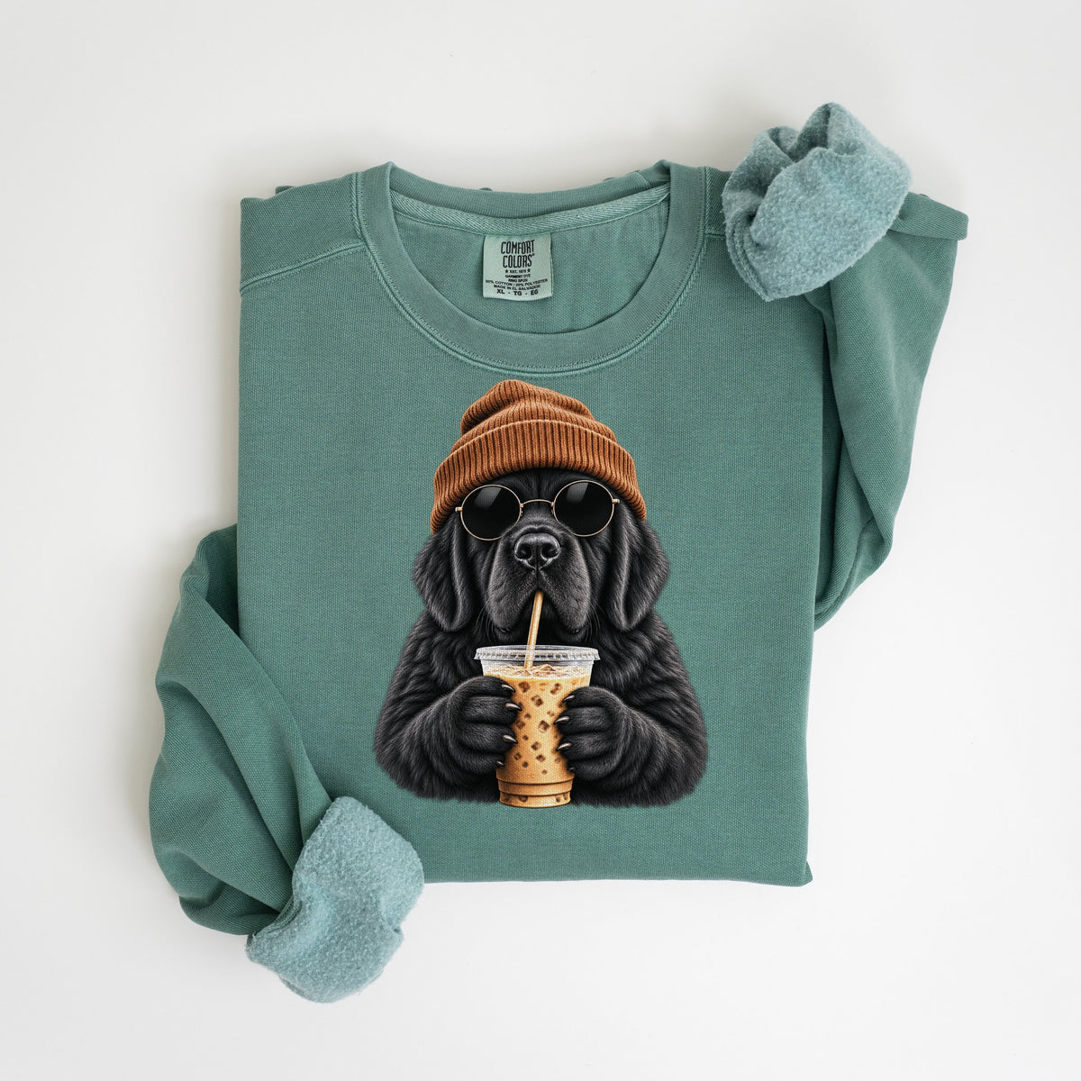 Iced Coffee Newfoundland - Comfort Colors crewneck in Light Green