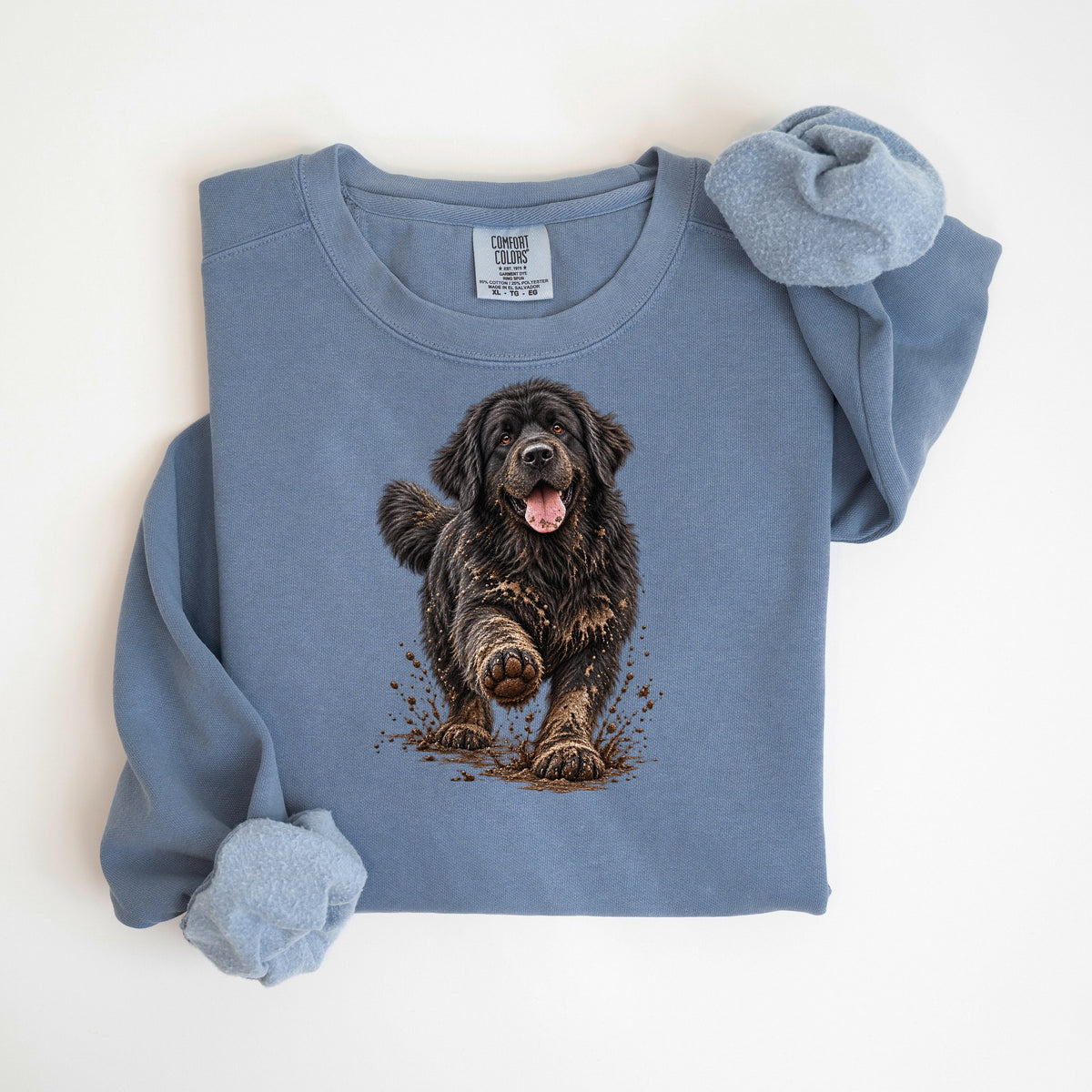 Muddy Paws Newfoundland - Comfort Colors crewneck in Blue Jean