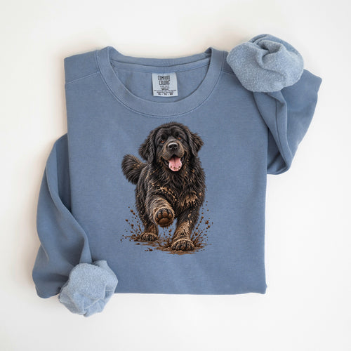 Muddy Paws Newfoundland - Comfort Colors crewneck in Blue Jean
