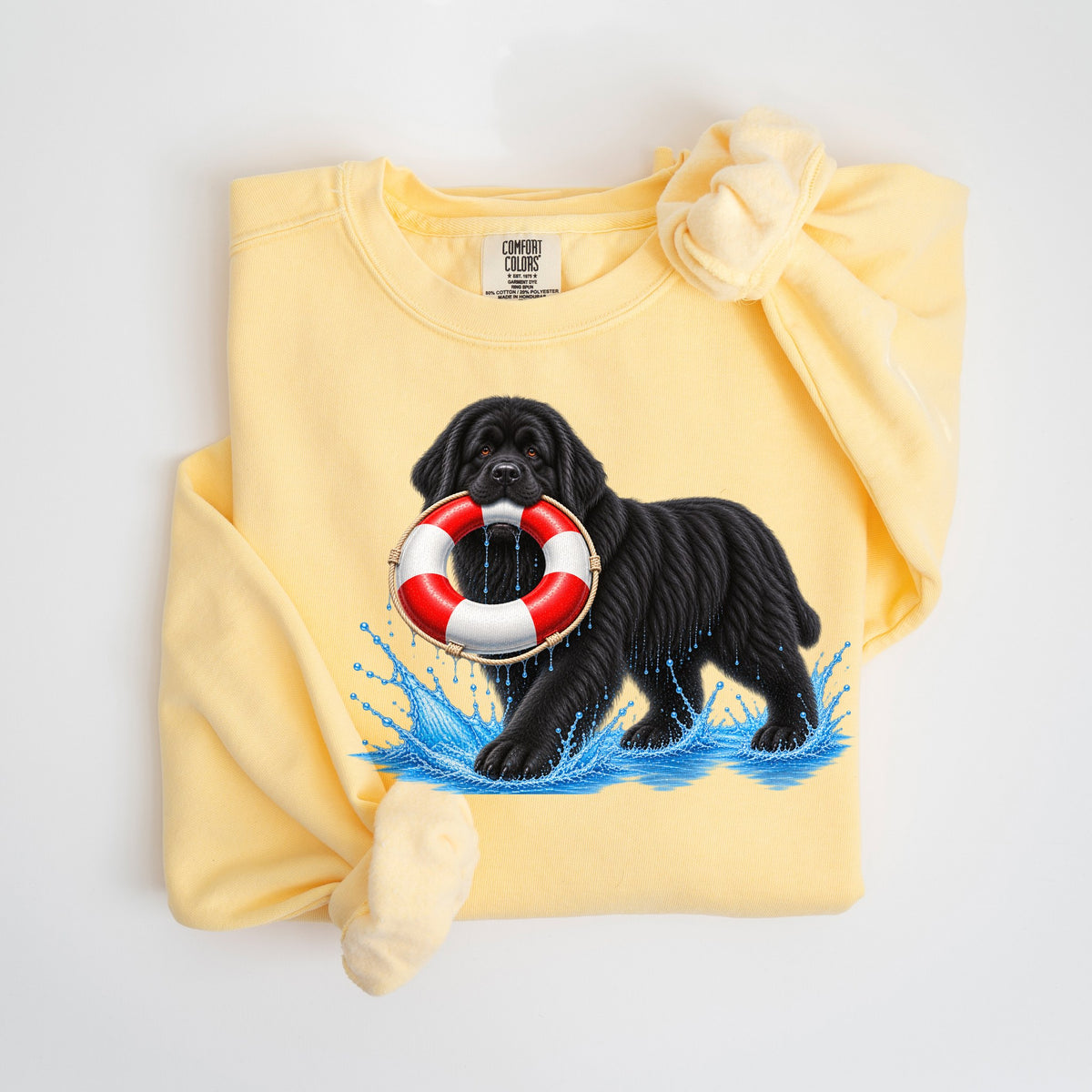 Newfie Water Rescue - Comfort Colors crewneck in Butter