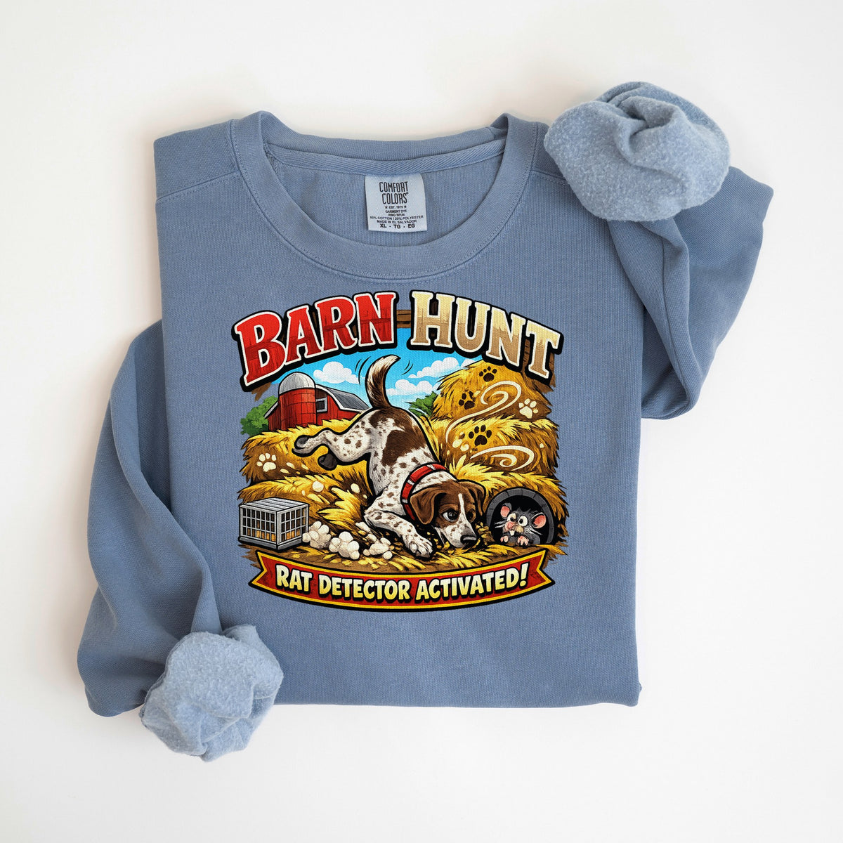 Barn Hunt Rat Detector Activated - German Shorthaired Pointer - Comfort Colors crewneck in Blue Jean