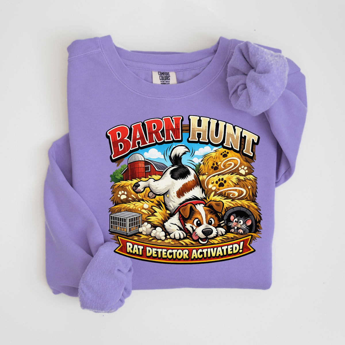 Barn Hunt Rat Detector Activated - Jack Russell - Comfort Colors crewneck in Violet
