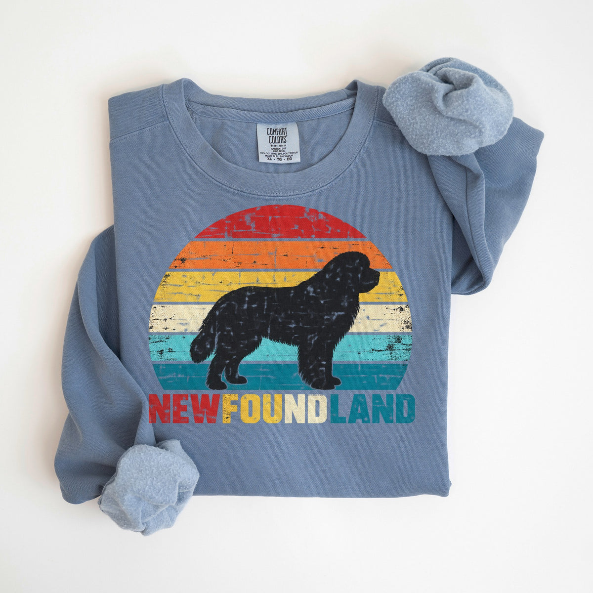 Retro Sunset Newfoundland - Comfort Colors crewneck in Blue Jean