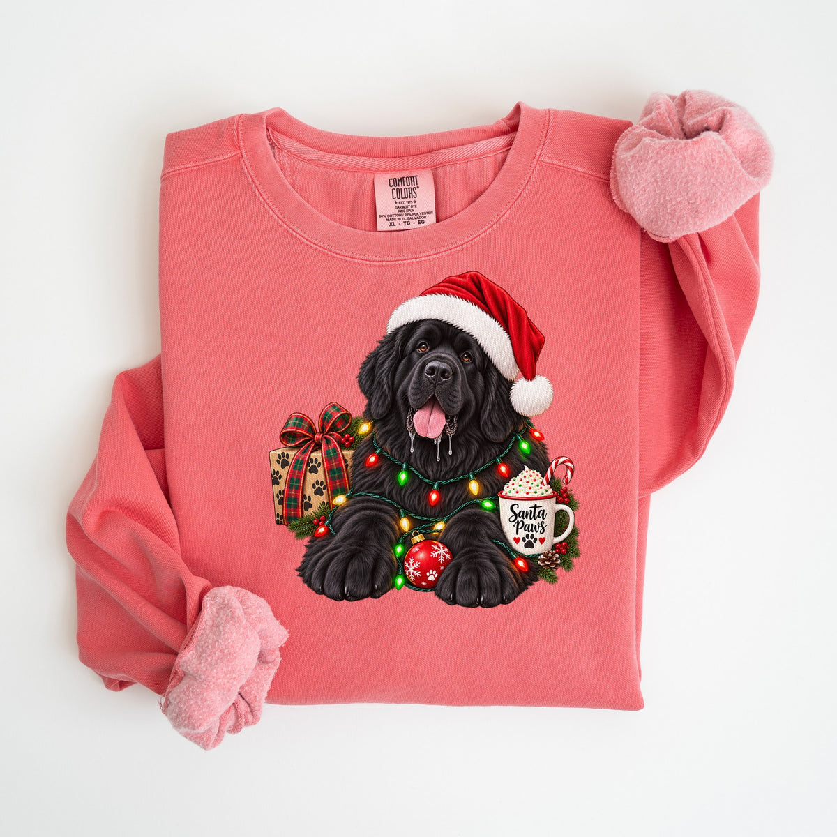 Santa Paws Newfoundland - Comfort Colors crewneck in Watermelon