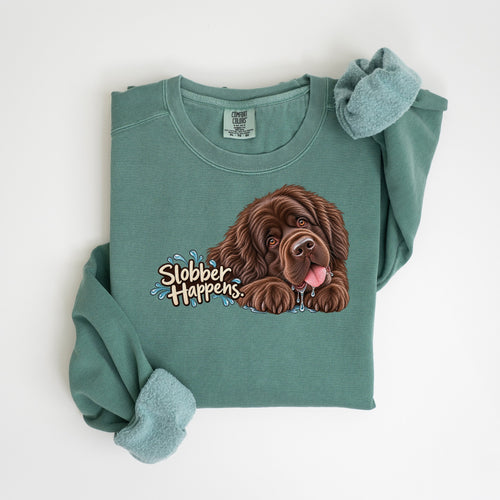 Slobber Happens - Comfort Colors crewneck in Light Green