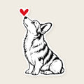 Corgi Heart Decal - Corgi with a red heart, die-cut vinyl sticker