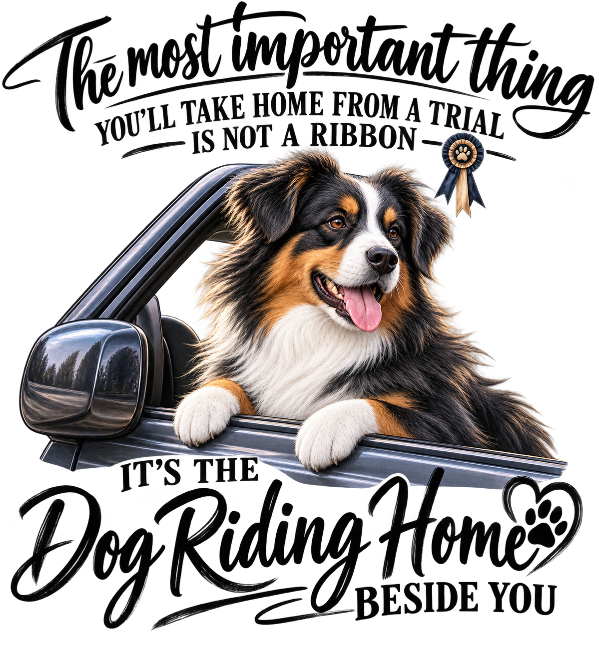 The Dog Riding Home Beside You Australian Shepherd shirt design