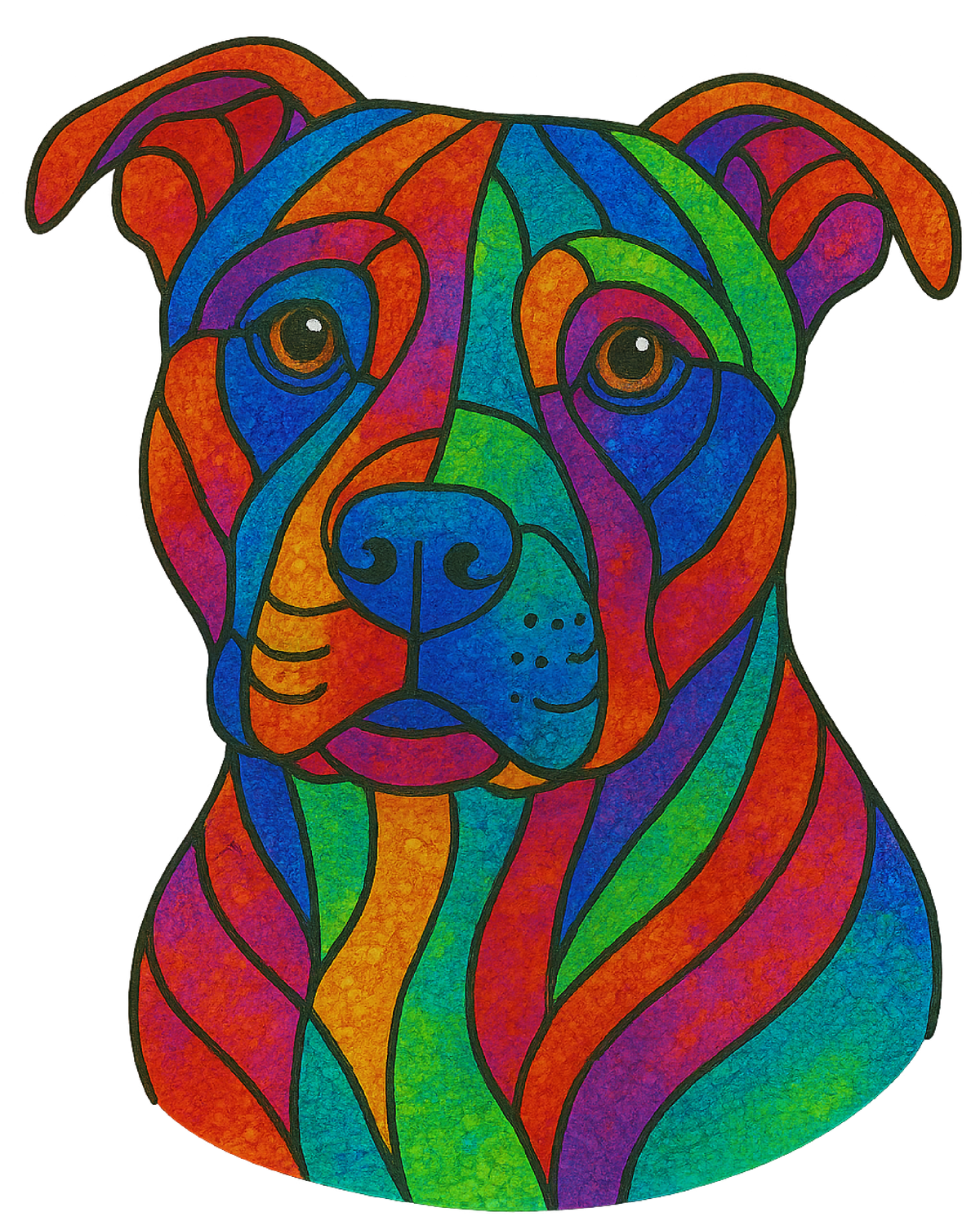 Stained Glass Pit Bull shirt design