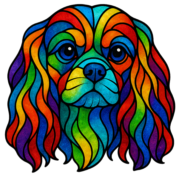 Stained Glass Cavalier King Charles - Rainbow