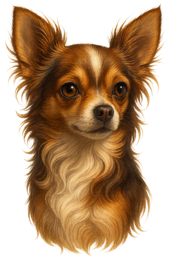 Long-Coat Chihuahua Painted Portrait