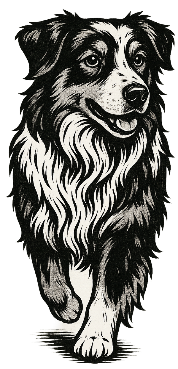 Border Collie Pencil Sketch - On the Move