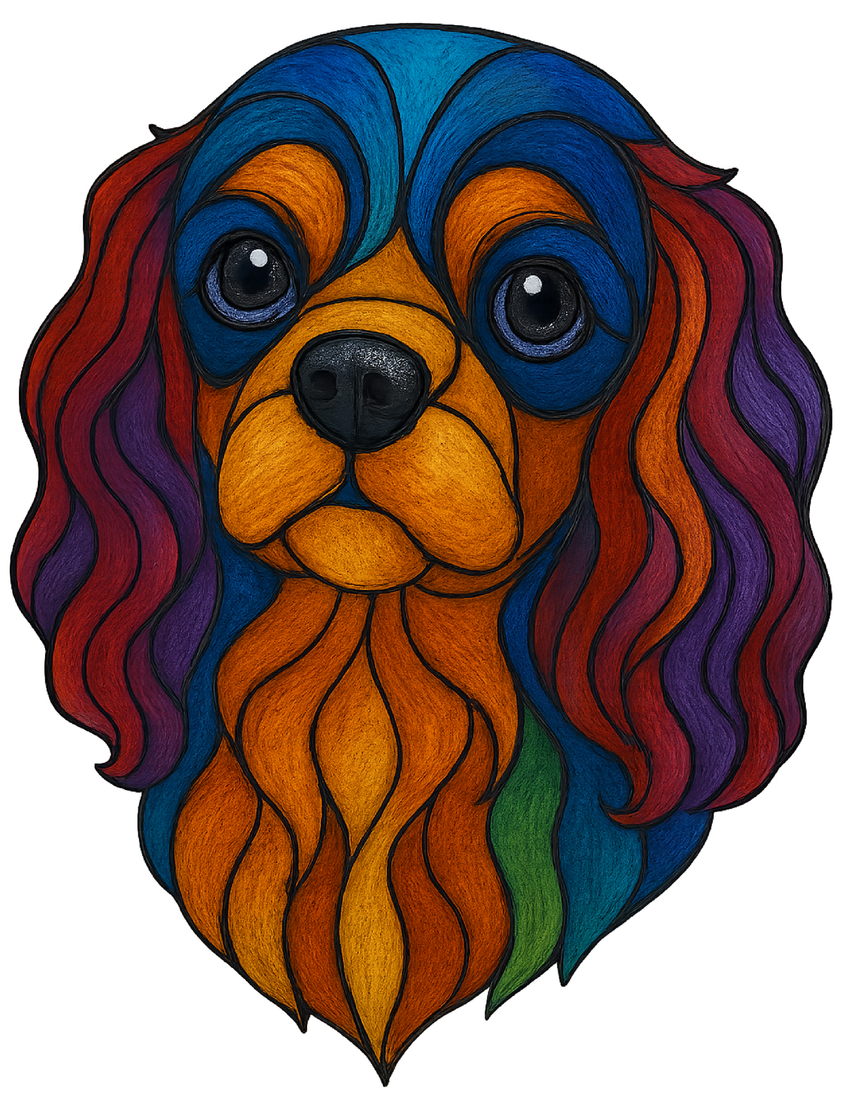 Stained Glass Cavalier King Charles - Ruby shirt design