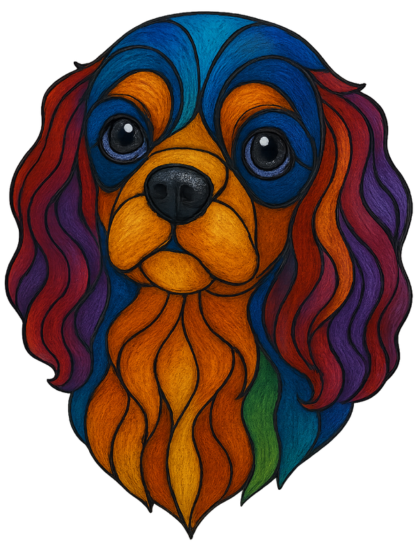 Stained Glass Cavalier King Charles - Ruby