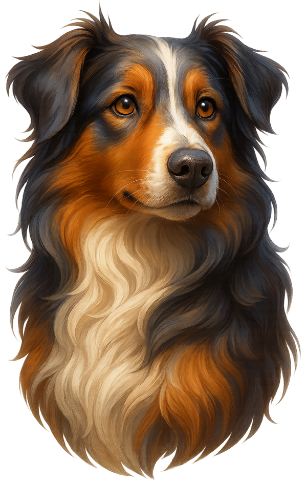 Australian Shepherd Painted Portrait