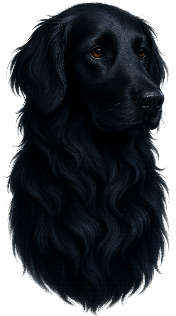 Flat-Coated Retriever Painted Portrait