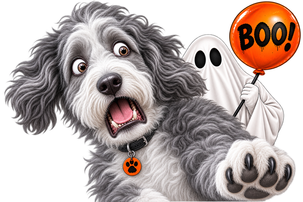 Boo! Gray Doodle & Ghost