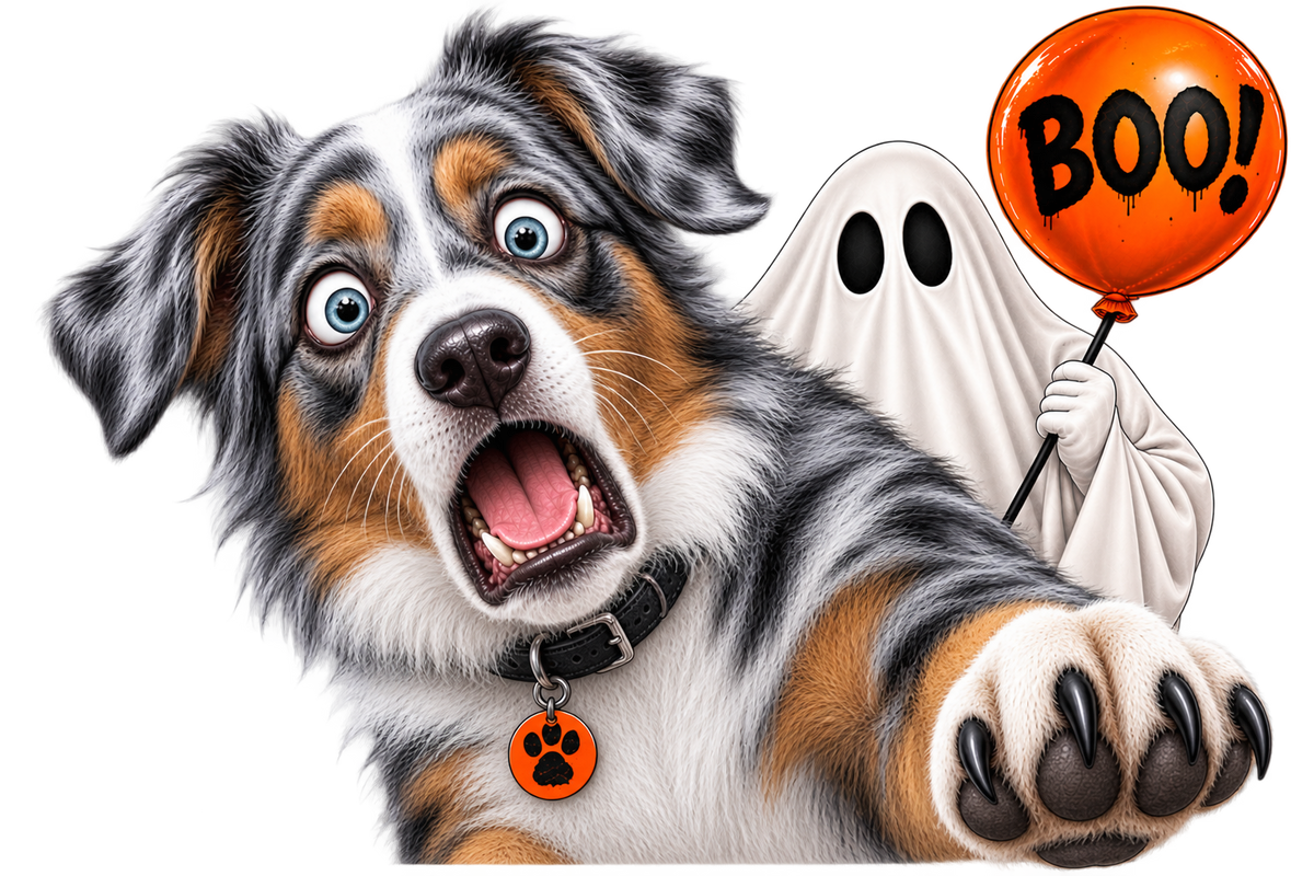 Boo! Blue Merle Aussie & Ghost shirt design
