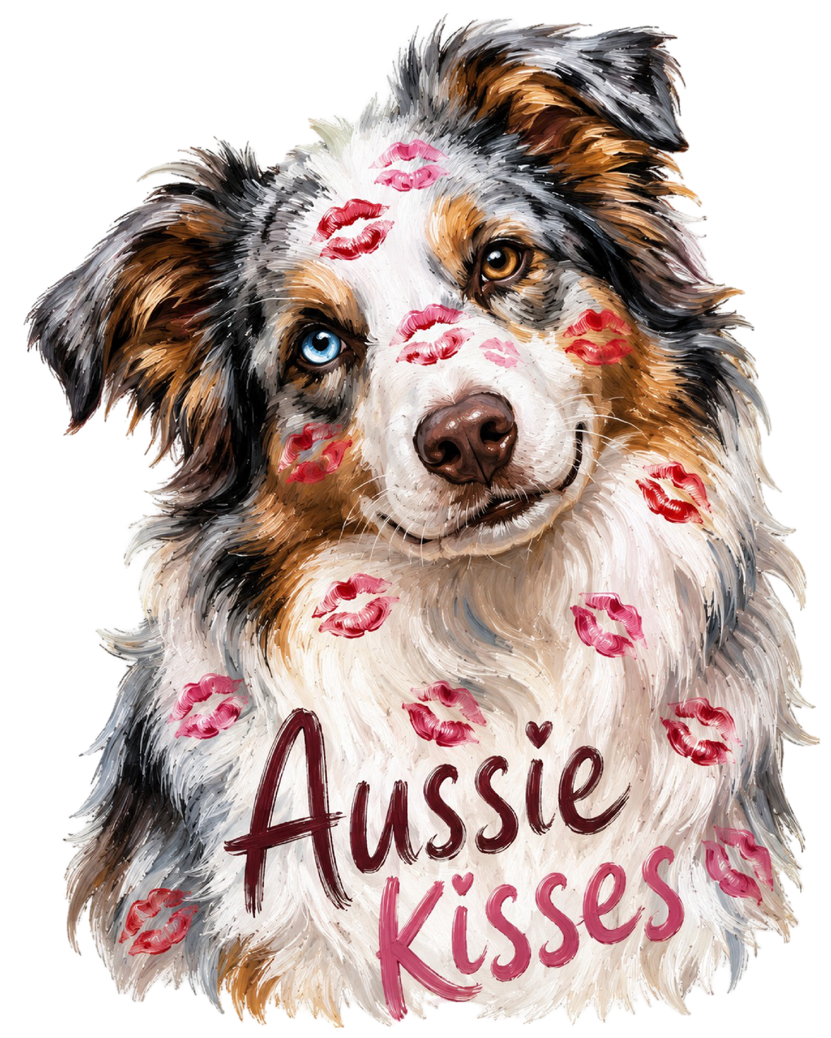 Aussie Kisses - Blue Merle shirt design