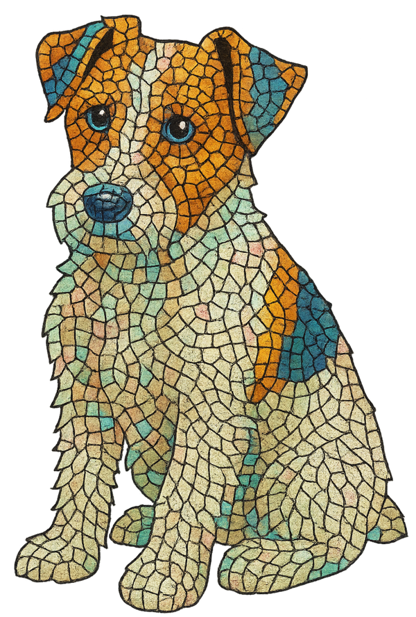 Jack Russell Mosaic - Blue Accents