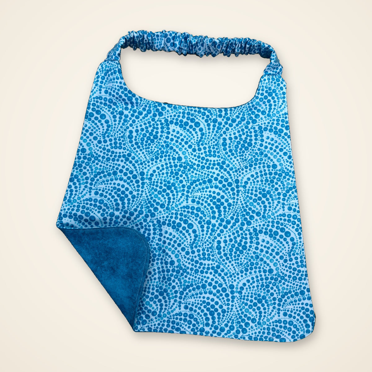Aqua Dots / Solid Aqua drool bib, dot side