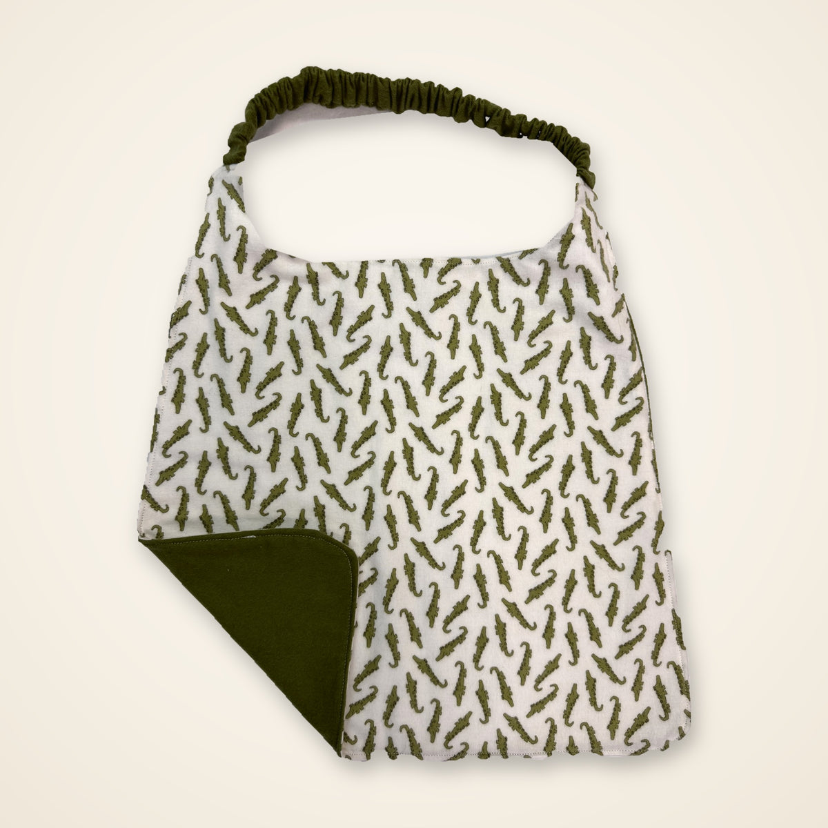 Alligators / Olive Green drool bib, gator side