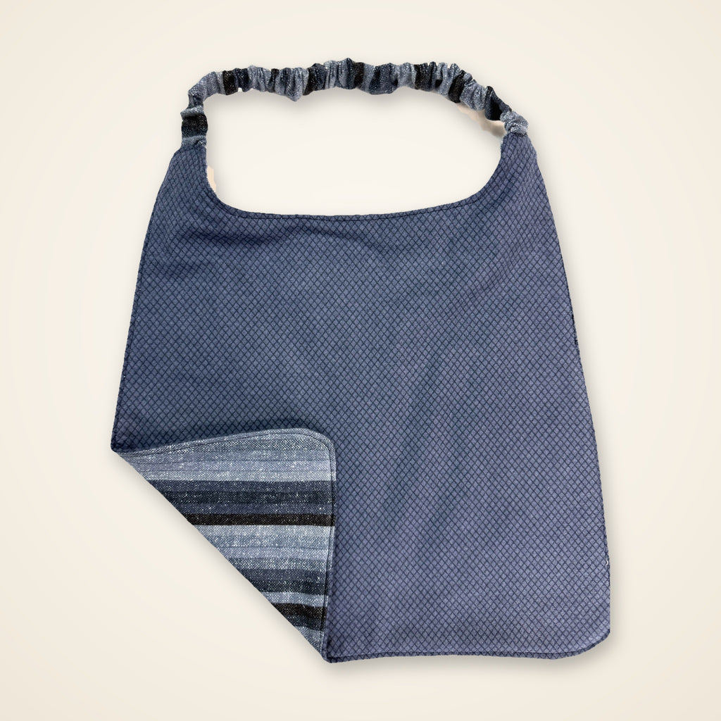 Blue Stripes / Navy Diamonds drool bib, diamond side