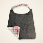 Pink Houndstooth / Heather Gray drool bib, gray side