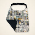 Gray Abstract / Navy Basketweave drool bib, abstract side