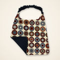 Penny Circles / Navy Basketweave drool bib, penny side
