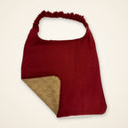 Burgundy / Tan Diamonds drool bib, burgundy side