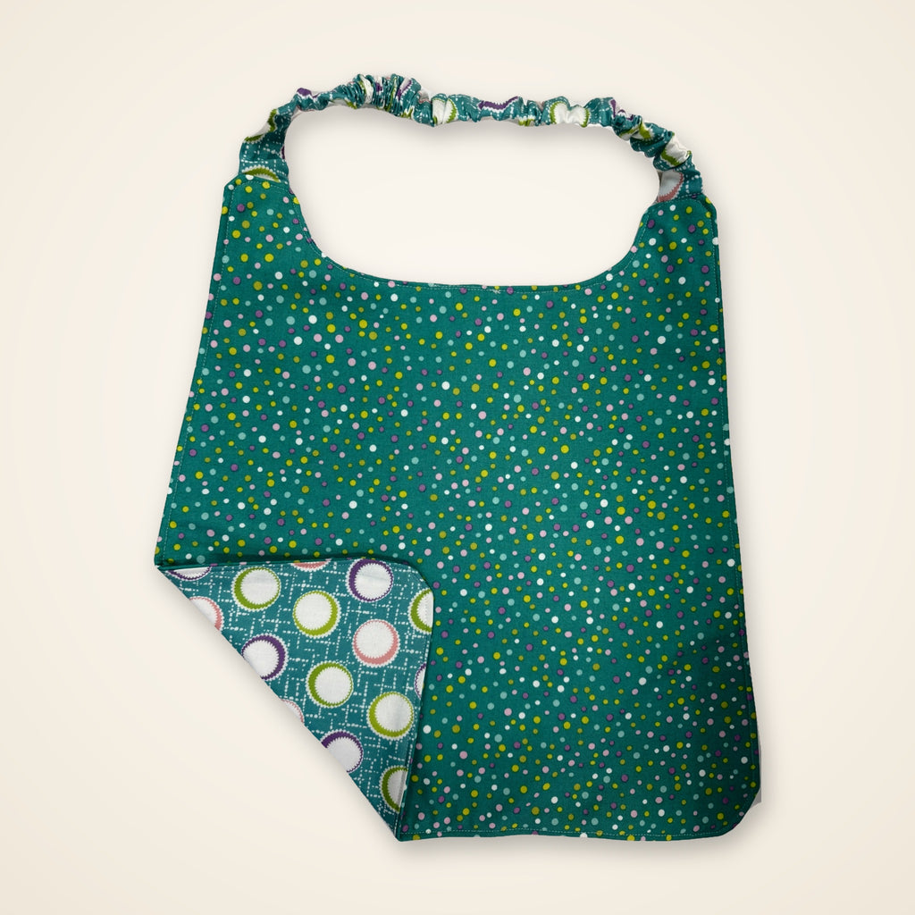 Teal Confetti Dots / Teal Circles drool bib, confetti dot side