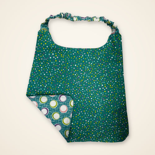 Teal Confetti Dots / Teal Circles drool bib, confetti dot side