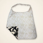 Black Ghosts / Cream Polka Dots drool bib, polka dot side