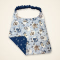 Skating Snowmen / Blue Snowflakes drool bib, snowman side
