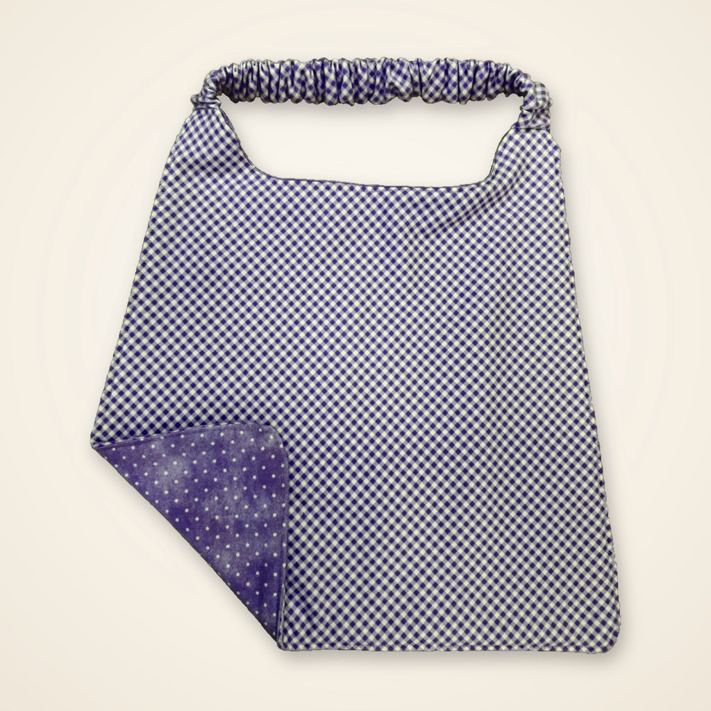Lavender Gingham / Lavender Dots drool bib, gingham side