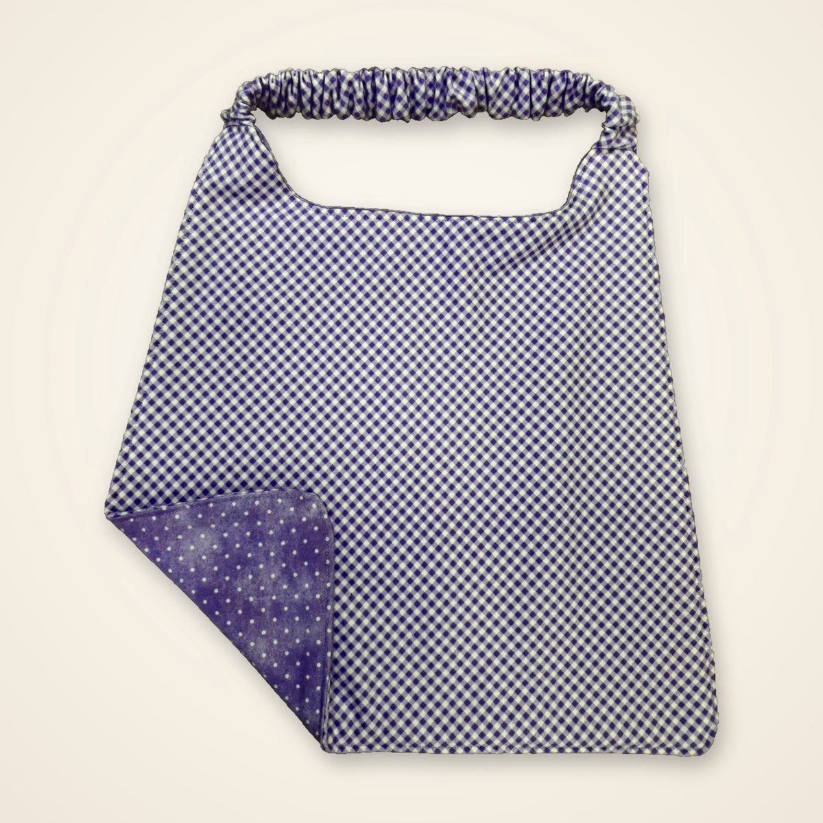 Lavender Gingham / Lavender Dots drool bib, gingham side