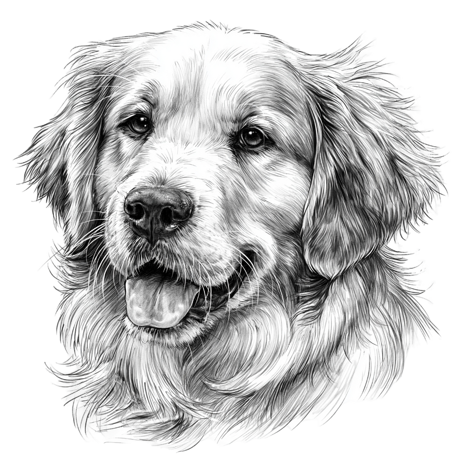 Golden Retriever Pencil Sketch