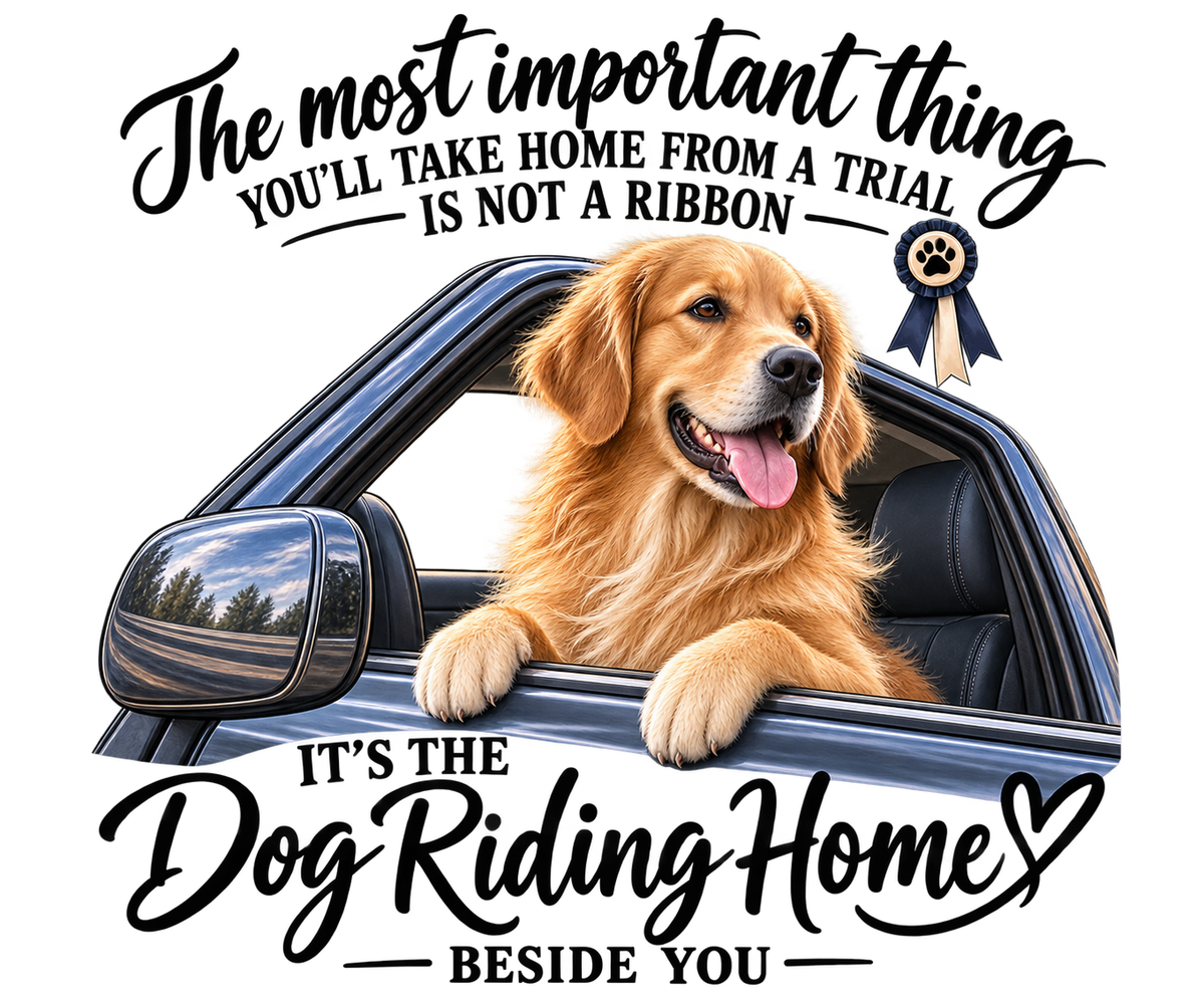 The Dog Riding Home Beside You Golden Retriever shirt design